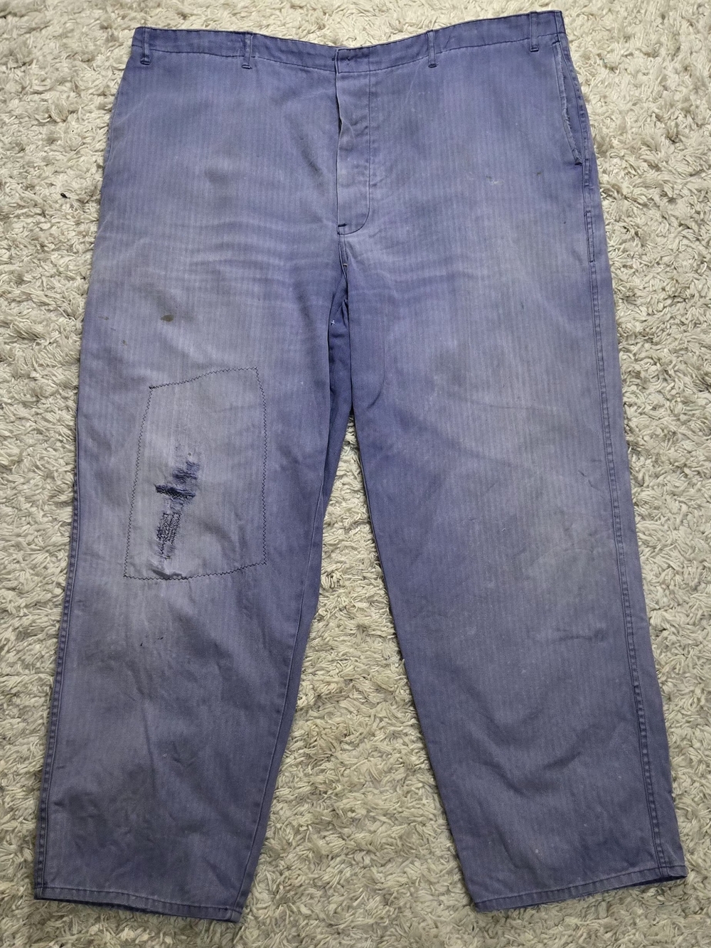 VTG 70s German HBT Repaired Work Pants 38x32